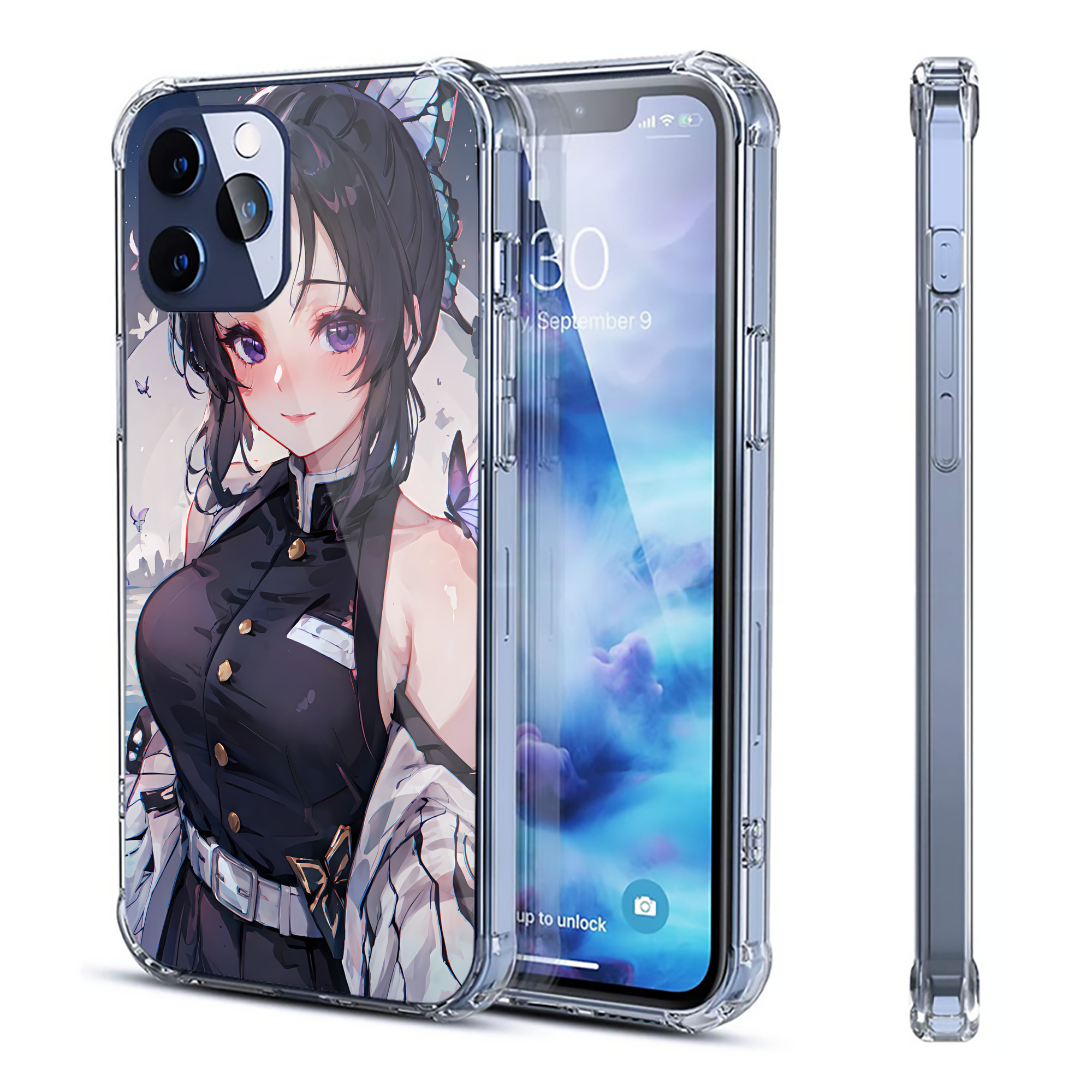 （画像用） 鬼滅の刃（きめつのやいば）蟲柱-胡蝶 しのぶ／こちょう しのぶ Kochou Shinobu 【iPhone 12シリーズ対応】透明スマホケース（クリアソフトケース）